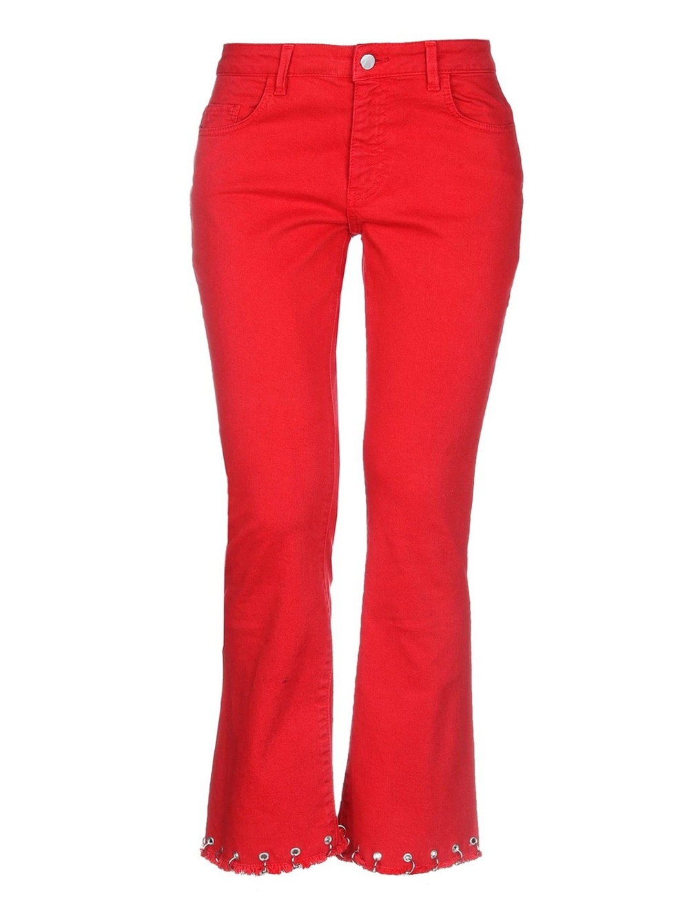Pinko Red Flare Jeans with Eyelet Hem